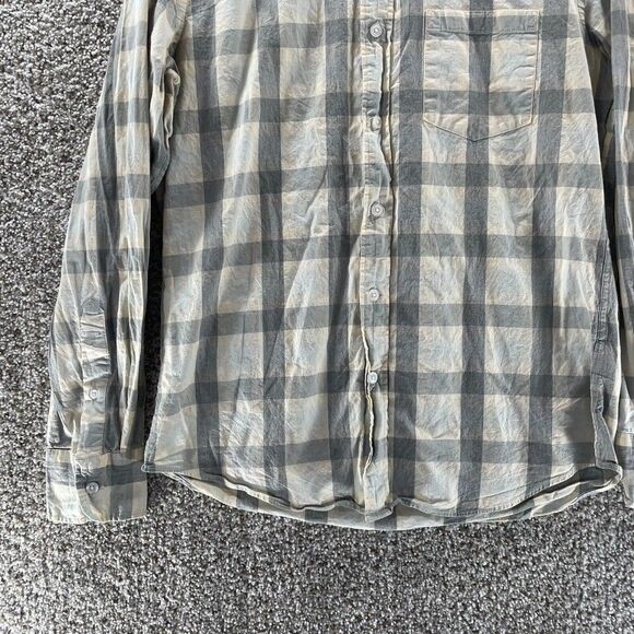 J Crew Shirt Adult Medium Beige Grey Plaid Slim Fit Button Up Mercantile Flex - Picture 5 of 11